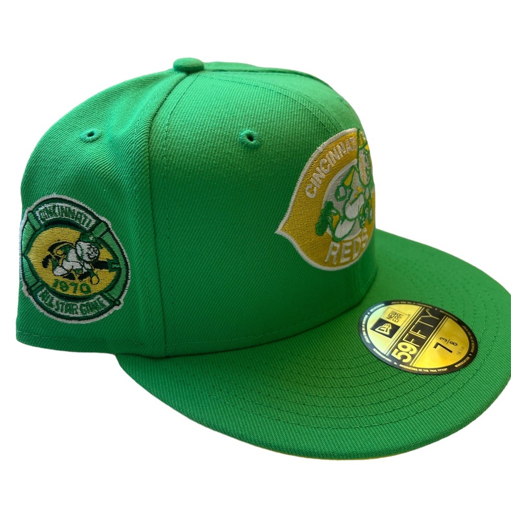 cincinnati reds new era 1970 all-star game side patch yellow undervisor. CLEAN!